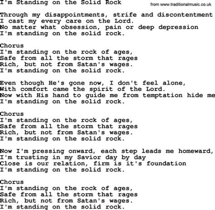Im standing on the rock lyrics