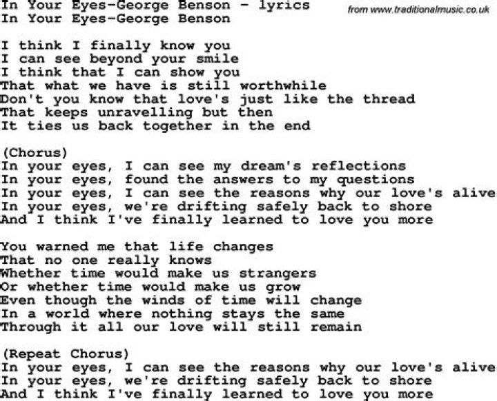 In your eyes george benson lyrics