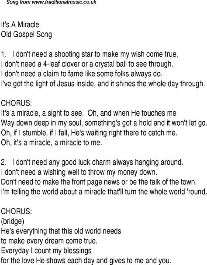 It’s.a miracle lyrics