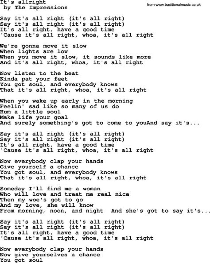 It’s alright i’m okay lyrics