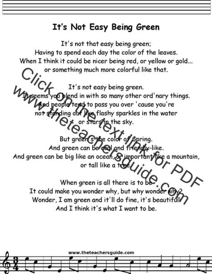 Its not easy (being green) lyrics