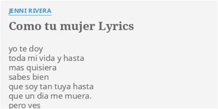 Jenni Rivera Como Tu Mujer Lyrics English Translation