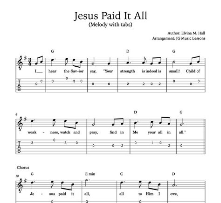 JESUS PAID IT ALL CHORDS by Fernando Ortega