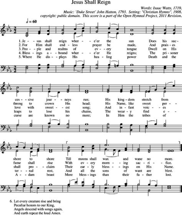 Jesus shall reign hymn lyrics