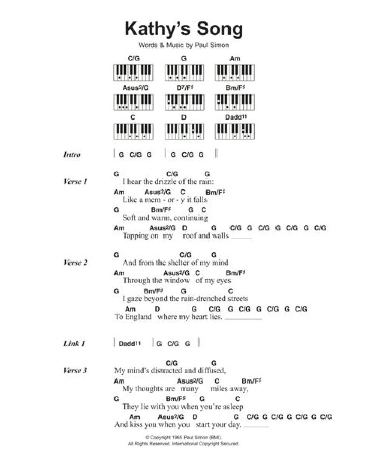KATHYS SONG CHORDS by Simon & Garfunkel/Simon & Garfunkel