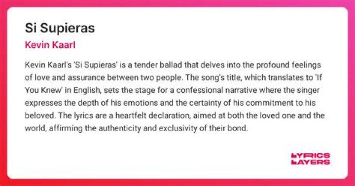 Kevin Kaarl Si Supieras Lyrics English Translation