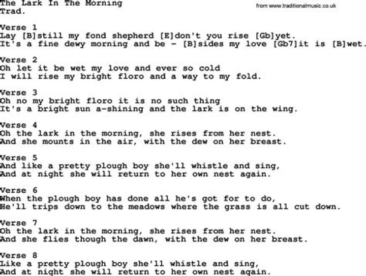 Lark in the morning lyrics