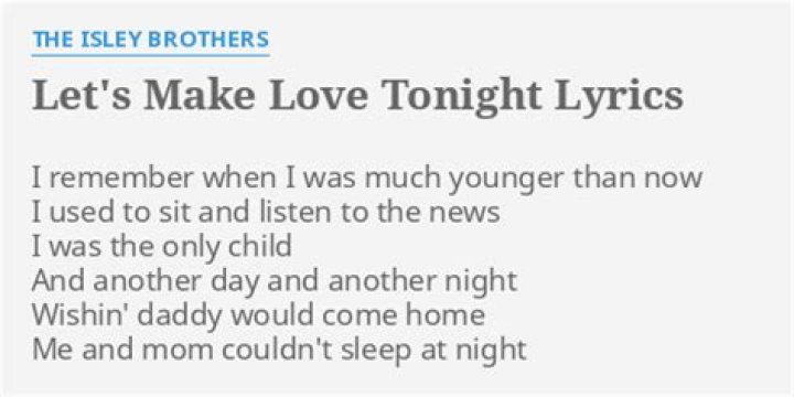 Lets make love tonight lyrics