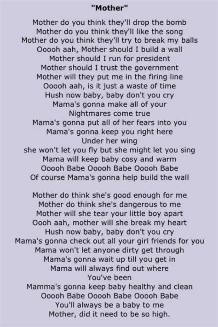 Lyrics, a mothers song t carter lyrics