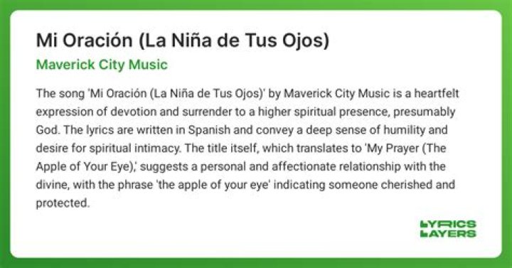 Mi oracion in english lyrics