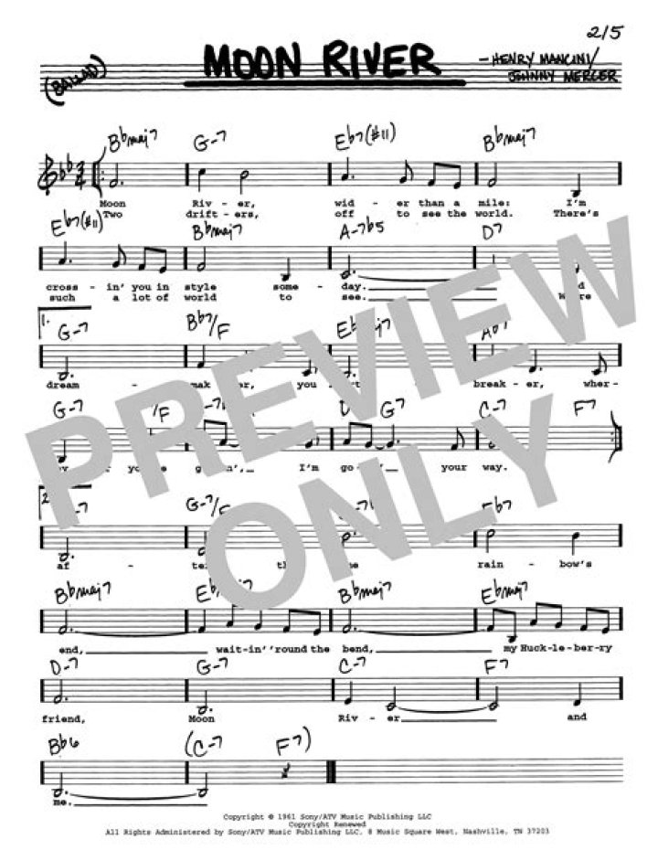 MOON RIVER CHORDS by Andy Williams