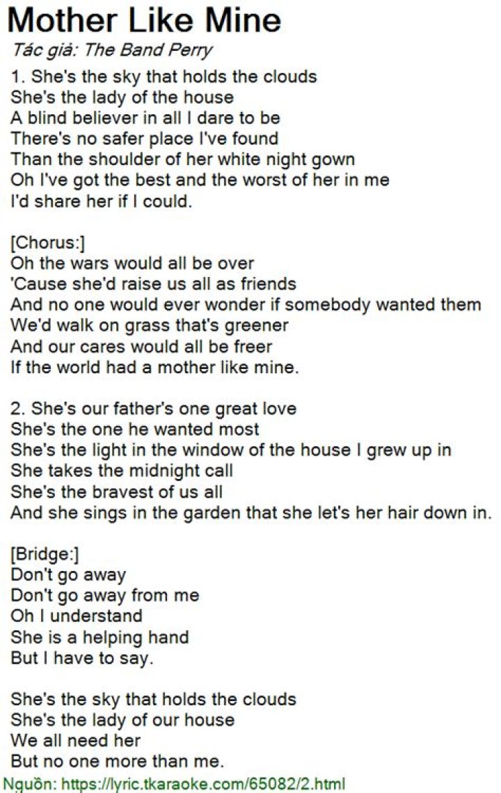 Mother like mine lyrics
