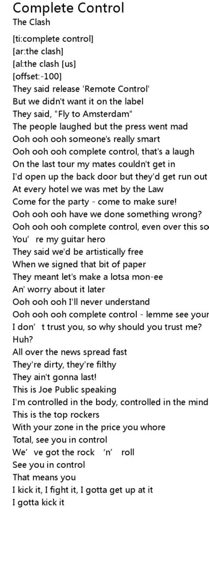 My whole life jah take complete control lyrics