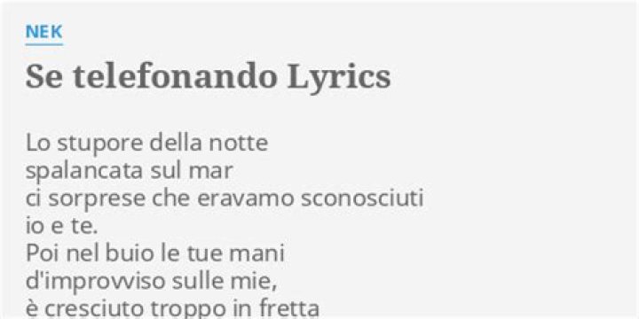 Nek Se telefonando Lyrics English Translation