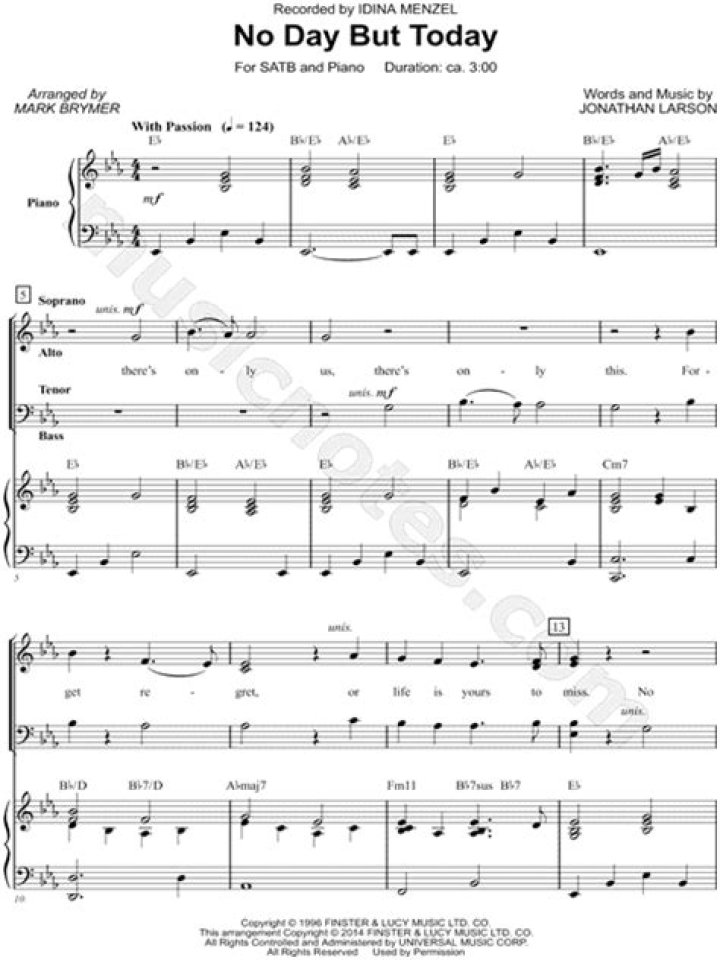 No day but today lyrics