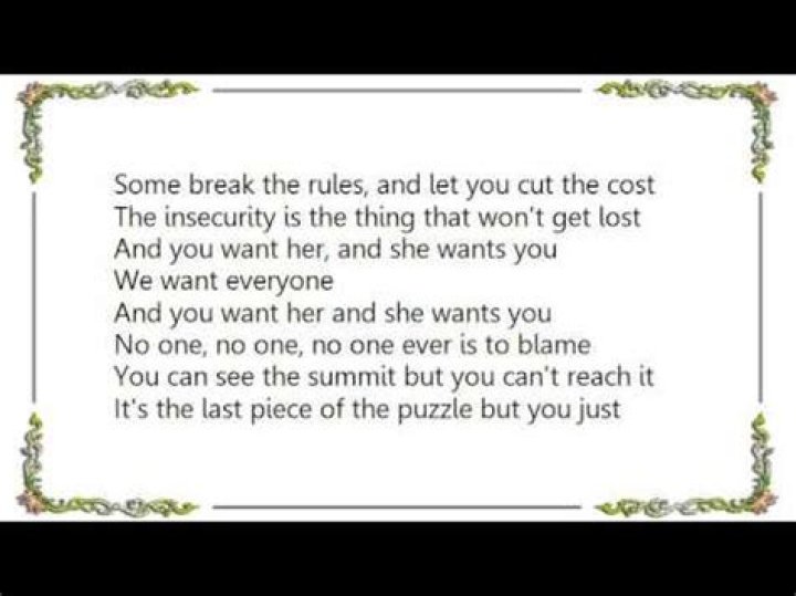 No one is to blame lyrics