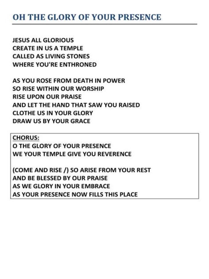 Oh the glory of your presence fills this place lyrics