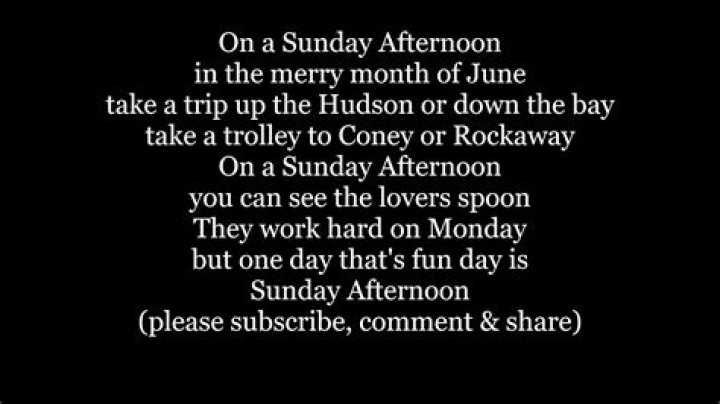 On a sunday afternoon lyrics