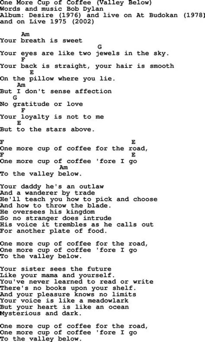 One more cup of coffee . lyrics