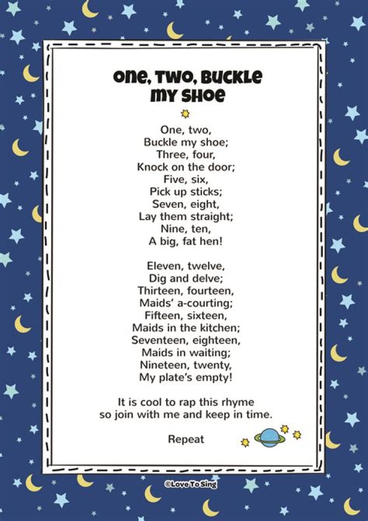 One two buckle my shoe lyrics