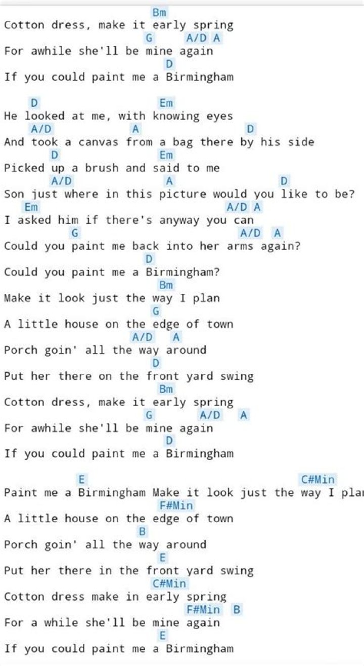 Paint me a burmingham lyrics