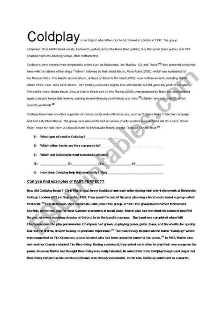 Past perfect coldplay lyrics