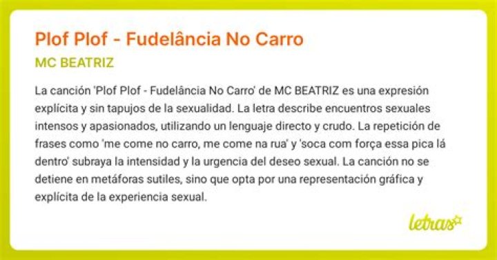 Plof plof fudelância no carro lyrics