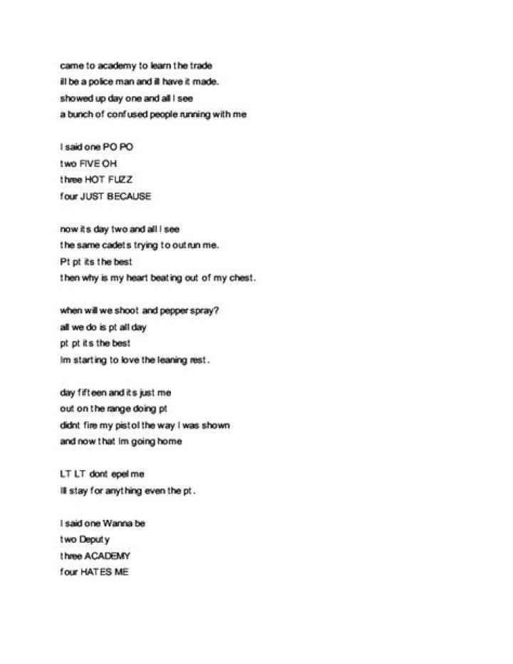 Police academy cadence lyrics