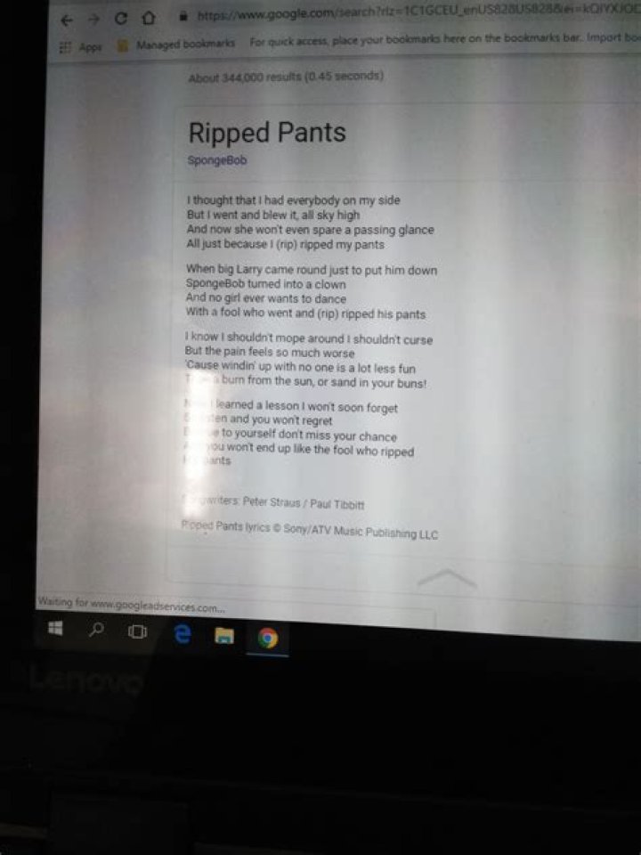 Ripped my pants lyrics