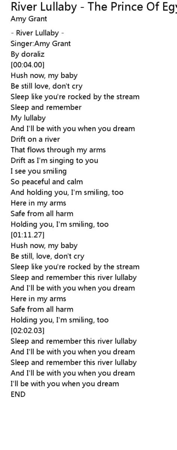 River lullaby lyrics