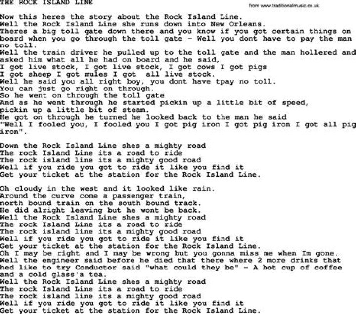 Rock island line lyrics