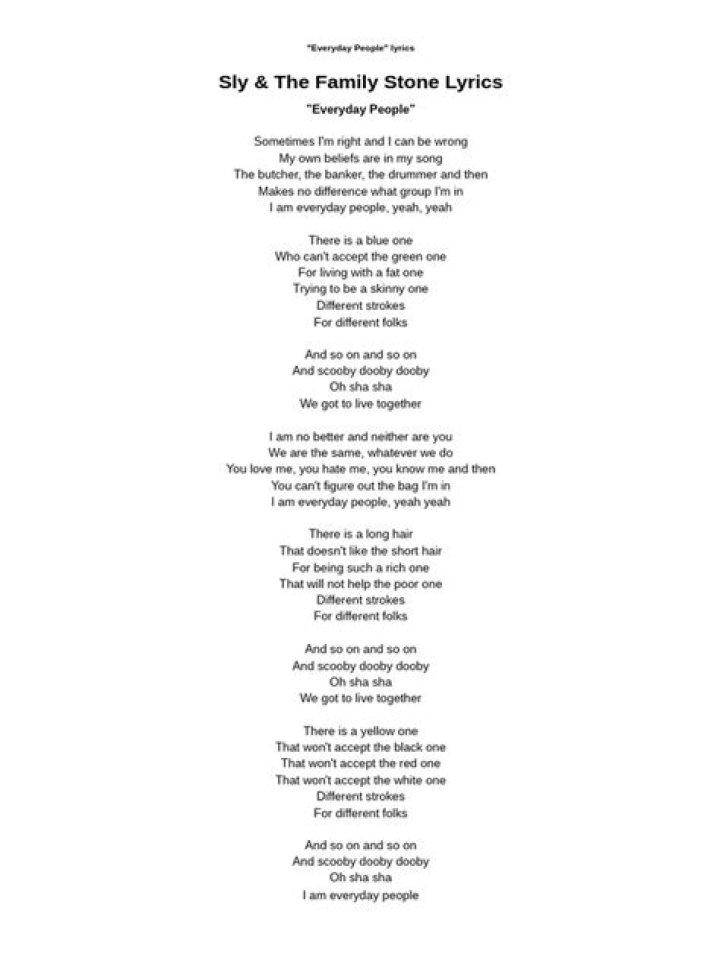Say ahh everyday people lyrics