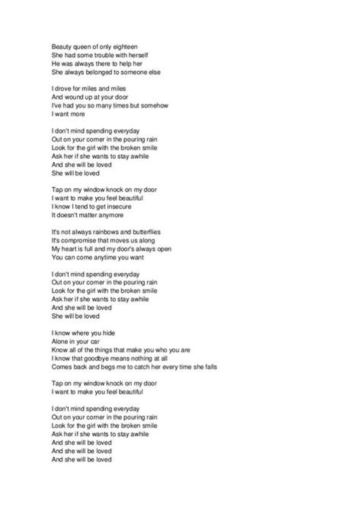 She will be loved lyrics