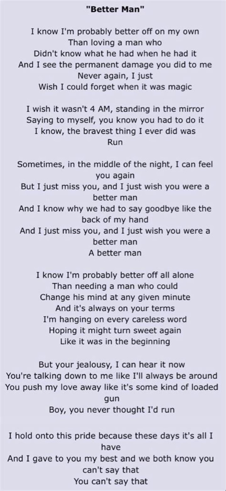 Should have been a better man lyrics