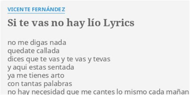 Si te vas no hay lio in english lyrics