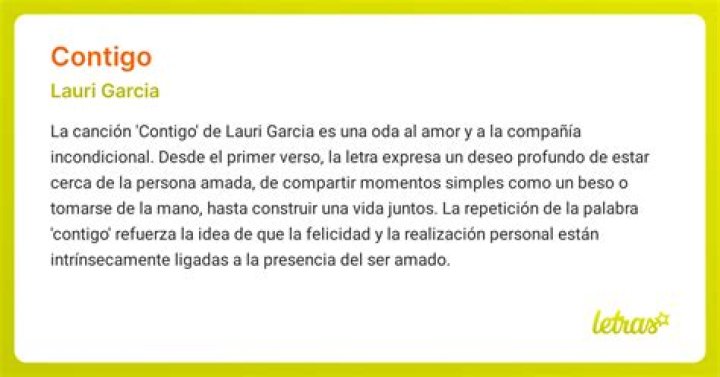 Significado de Contigo de Lauri Garcia