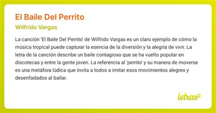 Significado de El Baile del Perrito de Wilfrido Vargas