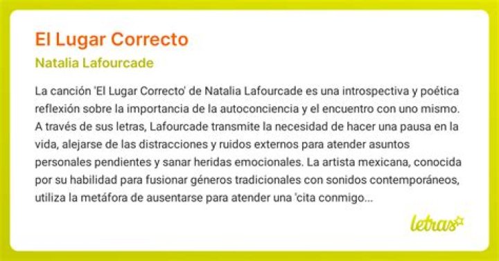 Significado de El lugar correcto de Natalia Lafourcade