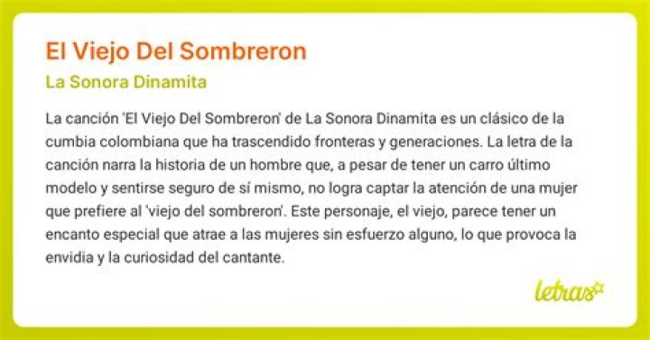 Significado de El Viejo Del Sombreron de La Sonora Dinamita