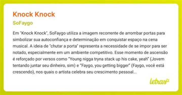 Significado de Knock Knock de SoFaygo