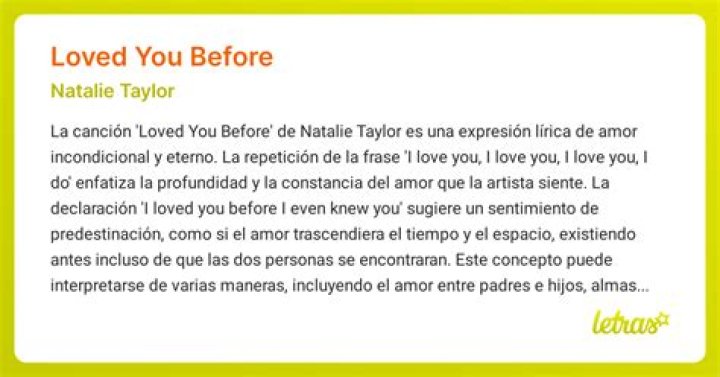 Significado de Loved You Before de Natalie Taylor