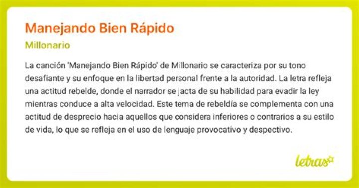 Significado de Manejando Bien Rápido de Millonario