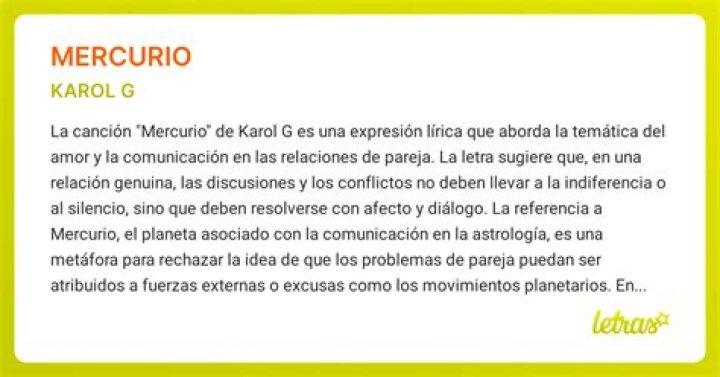 Significado de MERCURIO de KAROL G