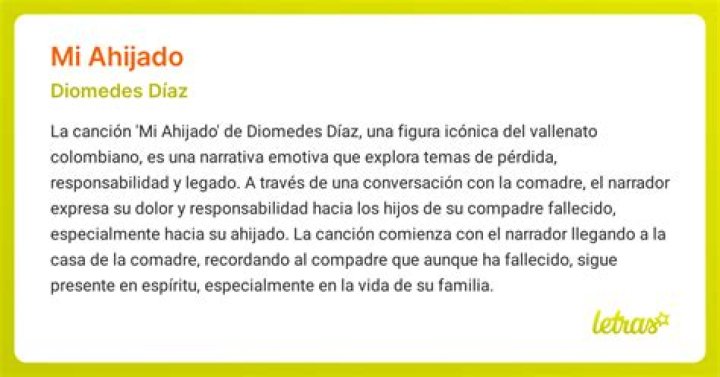 Significado de Mi Ahijado de Diomedes Diaz