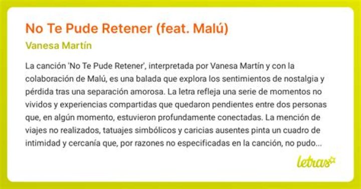 Significado de No te pude retener – feat. malu de Vanesa Martín