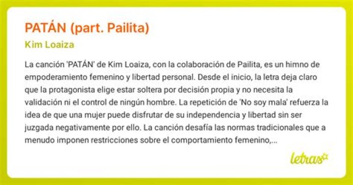 Significado de PATÁN de Kim Loaiza & Pailita