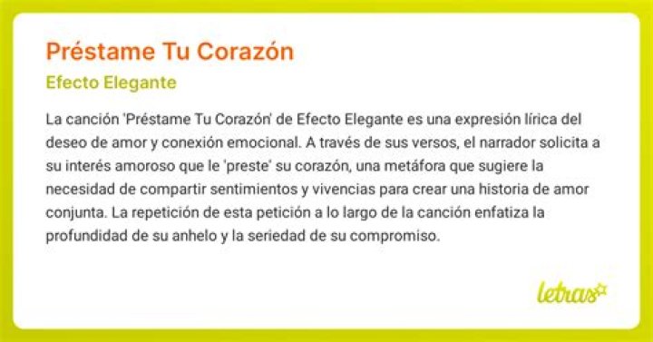 Significado de Préstame Tu Corazón de Efecto Elegante