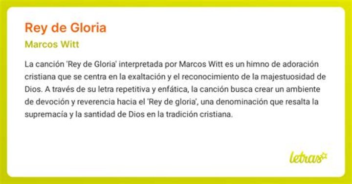 Significado de Rey de gloria de Marcos Witt