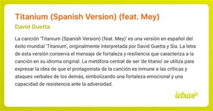 Significado de Titanium (Spanish Version) de David Guetta