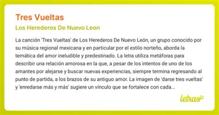 Significado de Tres vueltas de Los Herederos De Nuevo León
